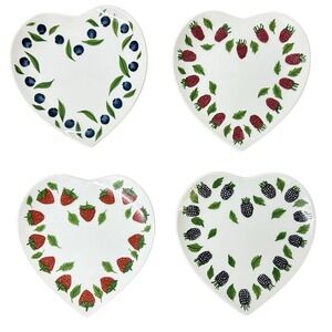 Williams‎ Sonoma La Mure Chene Heart Shape Berry Plates Set 4 Dessert Appetizer